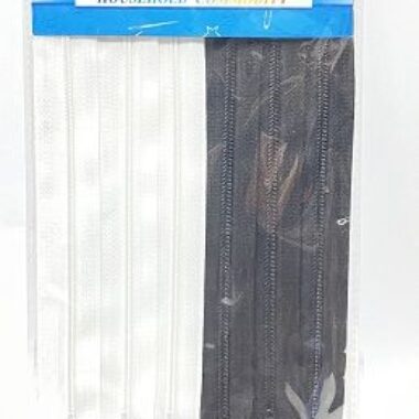 9 INCH CLOSED END ZIP – 6PACK ( BLACK & WHITE ) COLOURS | HOUSEHOLD ACCESSORIES
