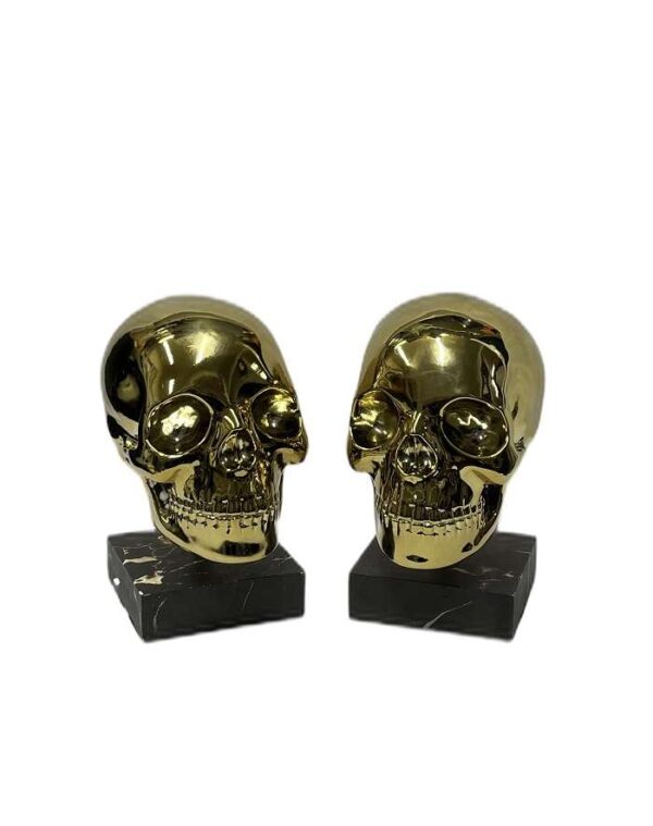 2PCS SKULL ORNAMENT GOLD ENGRAVED , HOME DECOR , GIFT