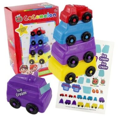 Cocomelon Fun Play Stacking Vehicles Cars Trucks Stickers Learning Activity Toy