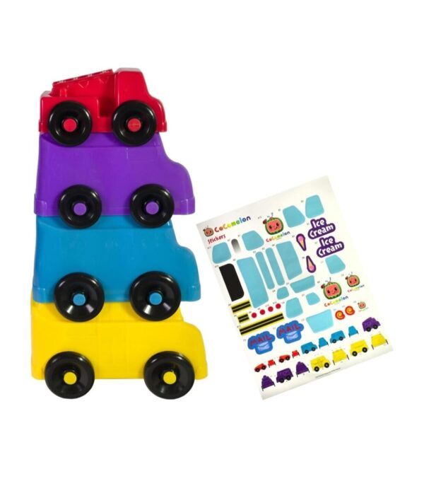 Cocomelon Fun Play Stacking Vehicles Cars Trucks Stickers Learning Activity Toy - Image 4
