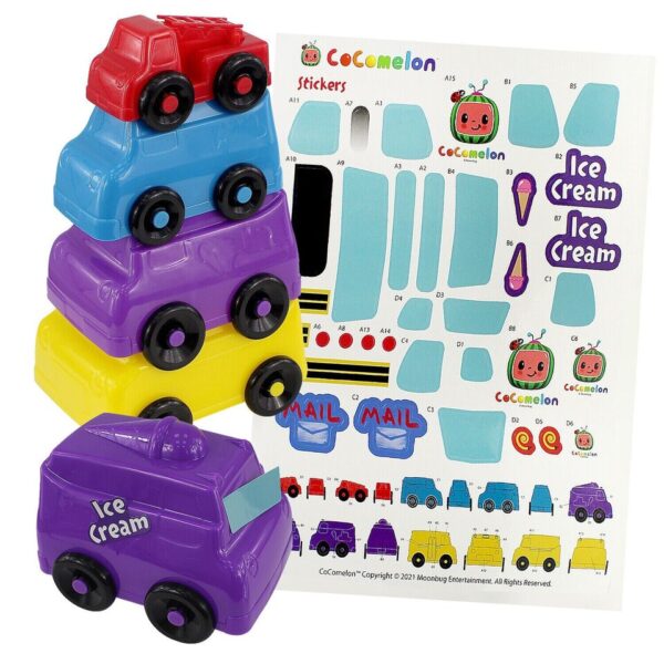 Cocomelon Fun Play Stacking Vehicles Cars Trucks Stickers Learning Activity Toy - Image 6