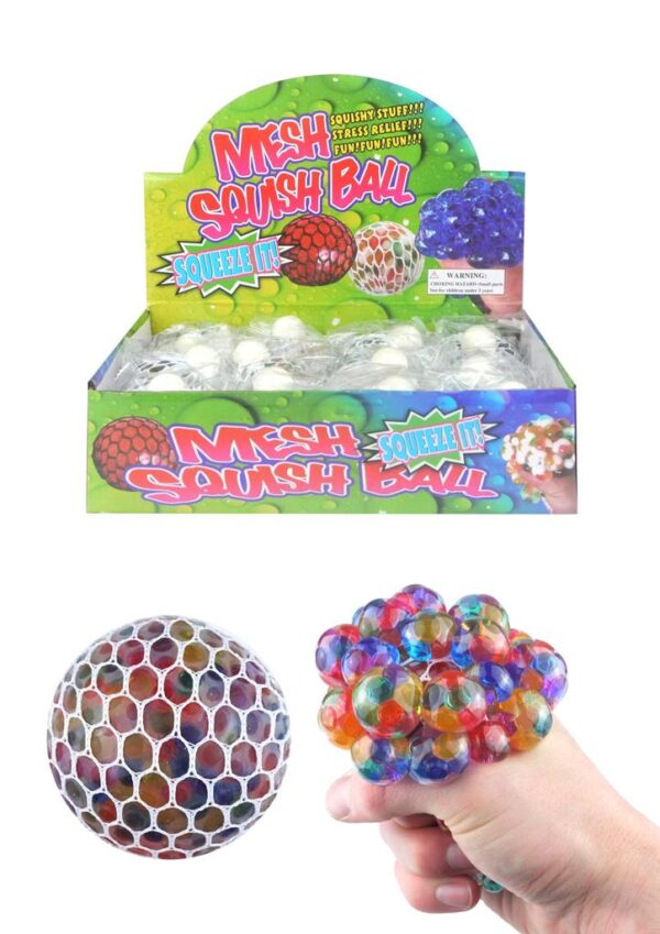 SQUISHY MULTICOLOR MESH STRESS RELIEF TOY SQUEEZE STRESS BALL
