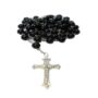 BLACK STAINLESS STELL BEAD CHAIN JESUS CHRIST PENDANT