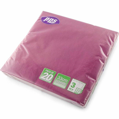 2 PLY NAPKINS , COLOR , PACK OF 20 , 33cm square