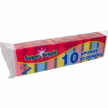 SUPER BRIGHT SPONGE SCOURERS – 10 PC
