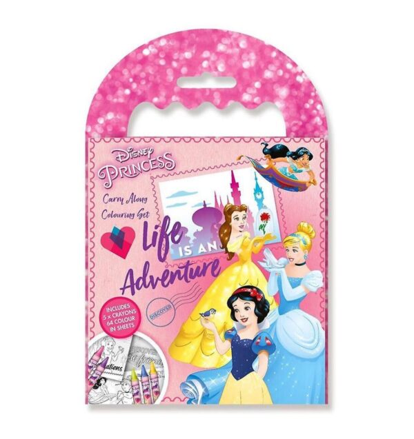 Disney Princess Carry Along Colouring Set Book - 5 Crayons 64 Colour In Sheets