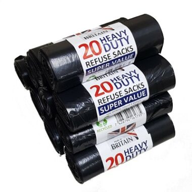 20 -HEAVY DUTY Black Bin Liners / Bin Bags Rolls / Refuse Sacks | Made in Britain