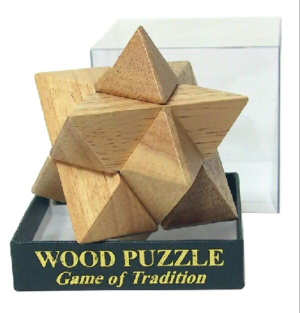 6 piece wooden Star puzzle makes a 12 point interlocking star