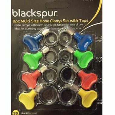 8PC MULTI SIZE HOSE CLAMP SET WITH TAPS