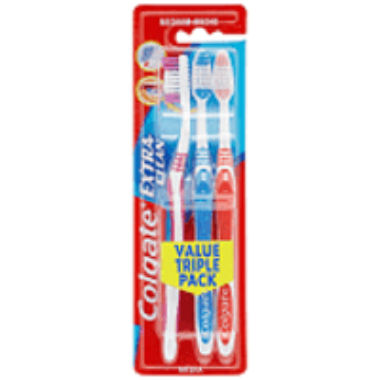 3 PACK -EXTRA CLEAN COLGATE MEDIUM SOFT COLGATE TOOTHBRUSH