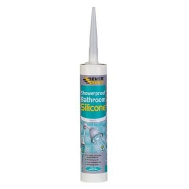 EVER BUILD SHOWERPROOF BATHROOM SILICONE SEALANT WHITE