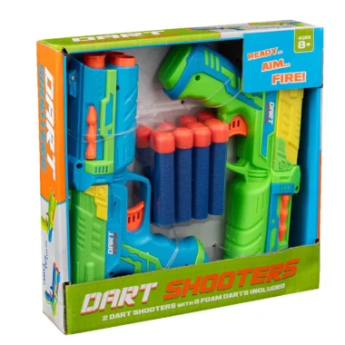 20CM 2 SOFT BULLET GUN DART SHOOTERS 8 FOAM DARTS INCLUDED NEW IN GIFT BOX