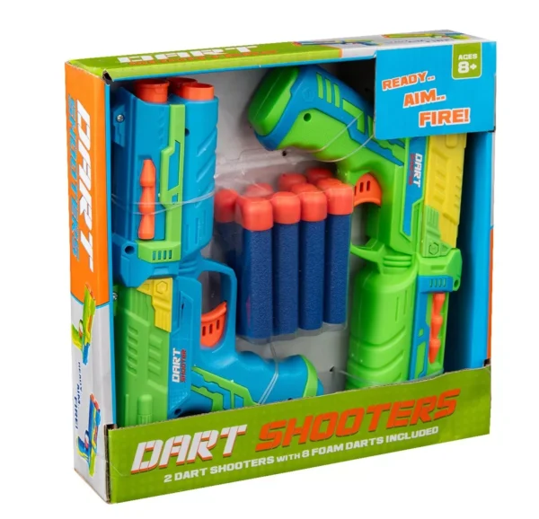 20CM 2 SOFT BULLET GUN DART SHOOTERS 8 FOAM DARTS INCLUDED NEW IN GIFT BOX