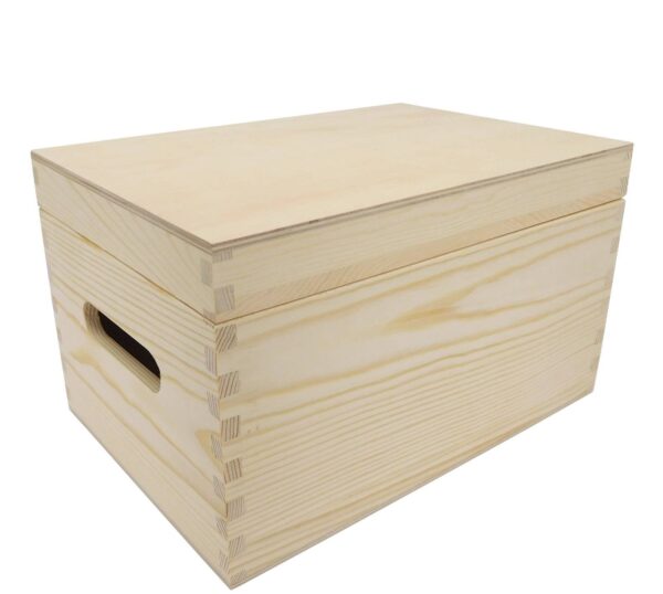 Deluxe Wooden Pine Crate - Keepsake or Toy Box or Hamper with Lift off Lid - Image 2