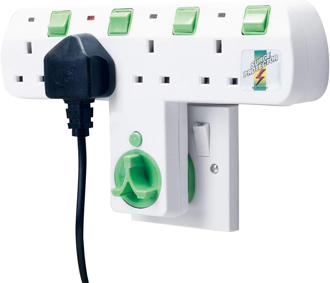 Cable Free Wall Socket 4 Way Roto Charger Adaptor Plug With 180 Degree Rating 3 pin,Surge Protection Eac is Independent With Indicator,Multi Plug Extension for Home, Office, Kitchen