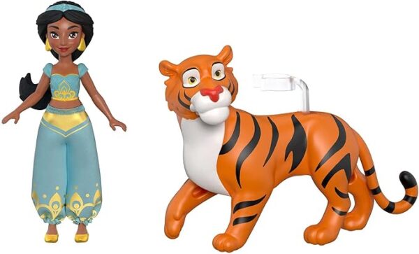 Mattel Disney Princess Toys, Princess Jasmine Posable Small Doll and Rajah Tiger Inspired by the Disney Movie Aladdin, Gifts for Kids - Image 2