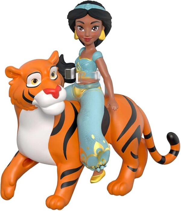 Mattel Disney Princess Toys, Princess Jasmine Posable Small Doll and Rajah Tiger Inspired by the Disney Movie Aladdin, Gifts for Kids - Image 3