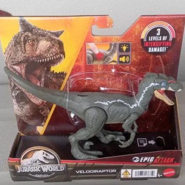 Mattel Jurassic World Epic Attack Intensifying Damage Velociraptor Dinosaur